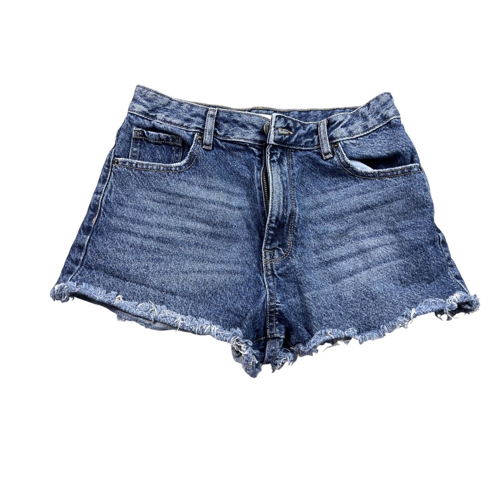 PacSun Women's Size 27 High Rise Denim Shorts Blue Distressed Frayed Cutoff